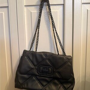 Nicole Miller Black Quilted Shoulder Bag